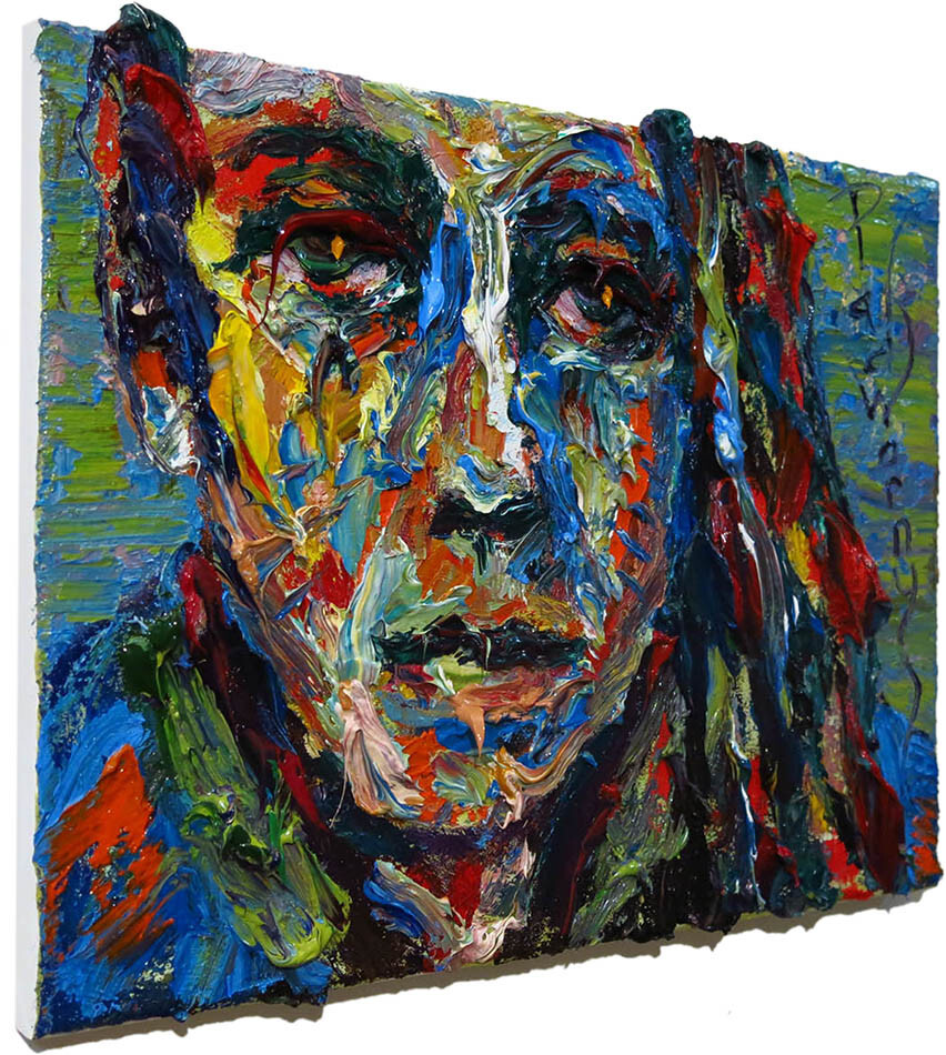 MODERN WOMAN GIRL ART SIGNED FEMALE OIL█PAINTING ABSTRACT PORTRAIT VINTAGE BUY█A