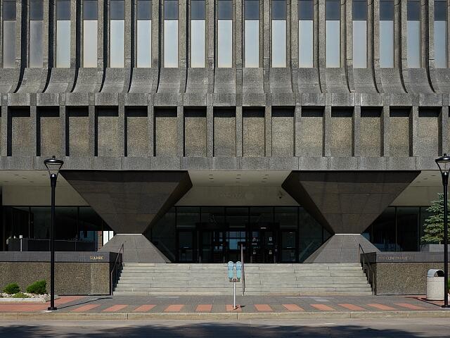 Photo:Rochester New York Xerox Tower 2018 Brutalist Skyscraper Base