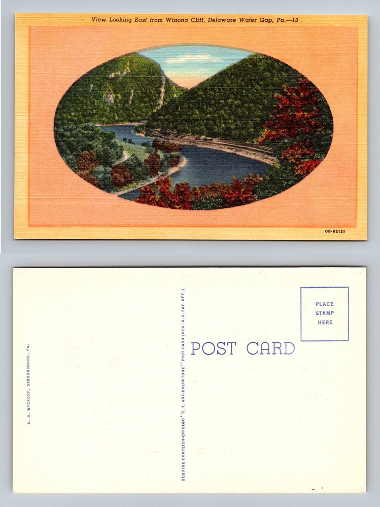 Delaware Water Gap, PA-Pennsylvania, Winona Cliff Looking East Vintage Postcard