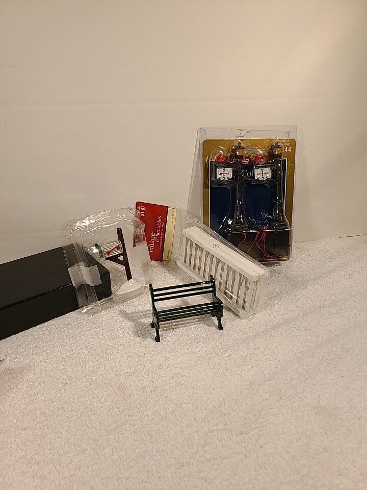 Lemax and Holiday Time Christmas Village Set of 4 Accent Pieces-image