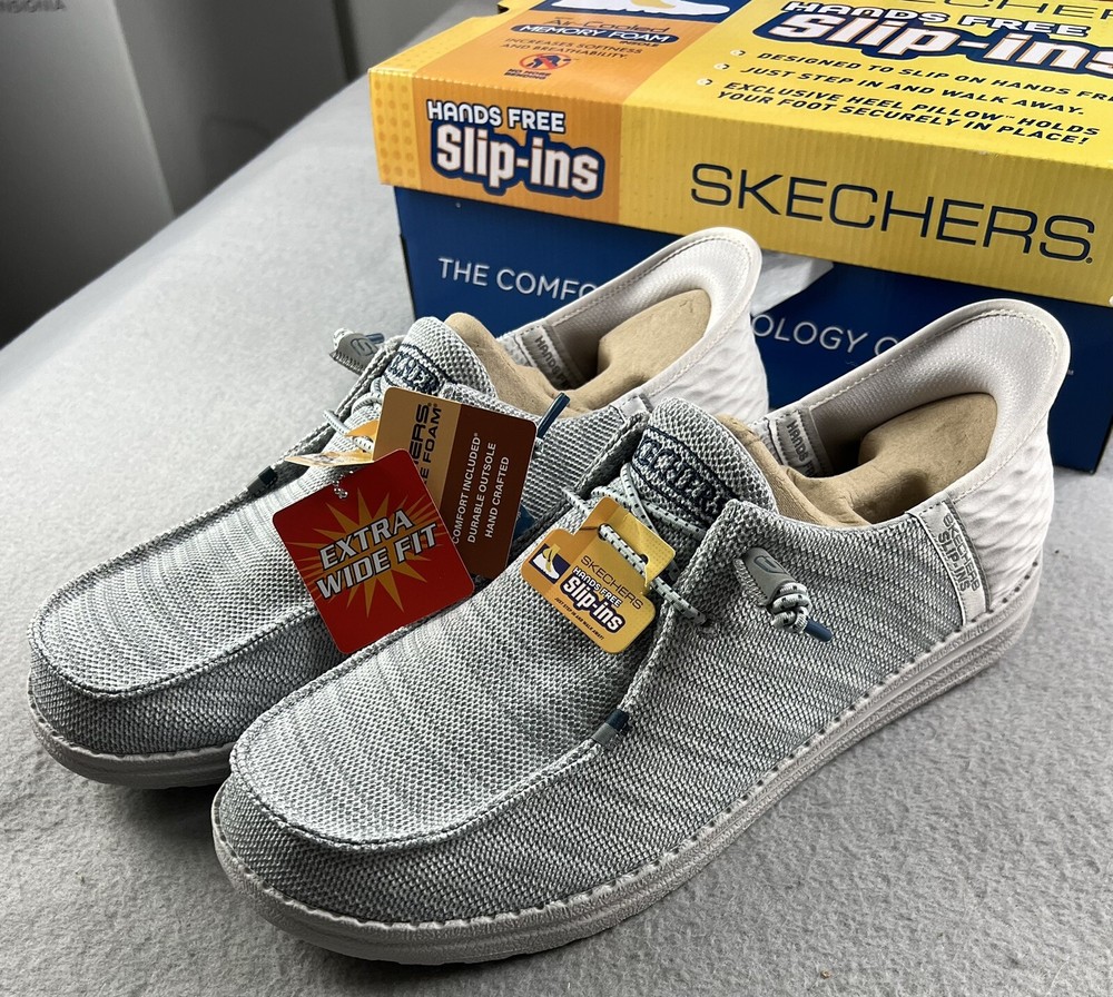 SKECHERS Melson-Bronn Men’s Slip-On Sneakers Light Grey Extra Wide Sz 11.5 NIB