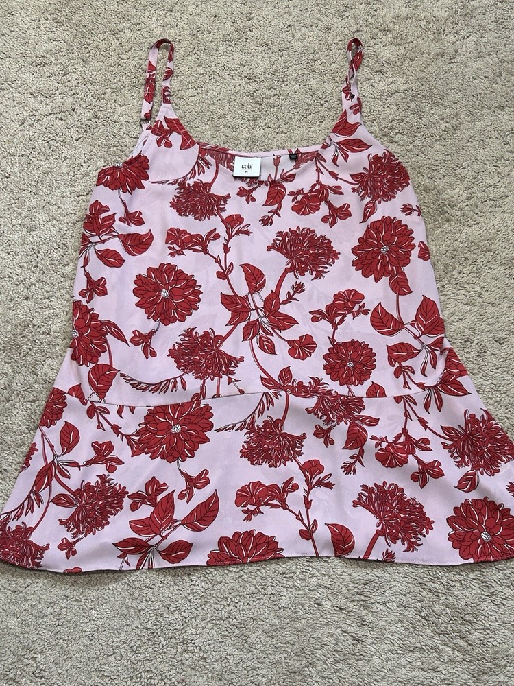 Cabi Womens Shirt Size Medium Multicolor Floral Print Spaghetti Strappy Flowy