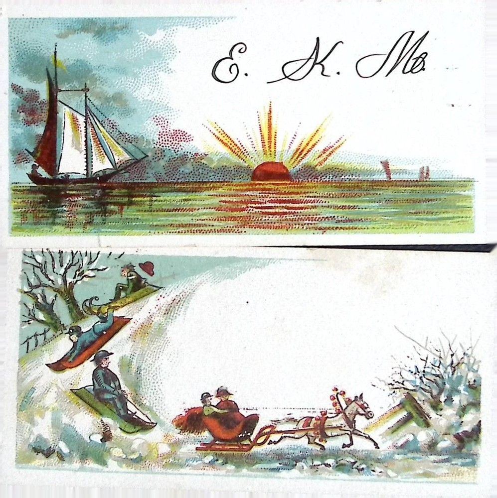 Antique Victorian Calling Card E K Mc Miniature Scenic Trade Card Lot
