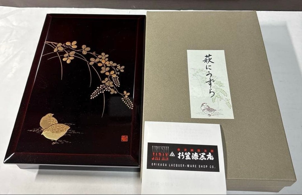 Aizu Lacquer Pen Case Hagi and Quail Made by Aizu Urokoya Lacquer Gallery