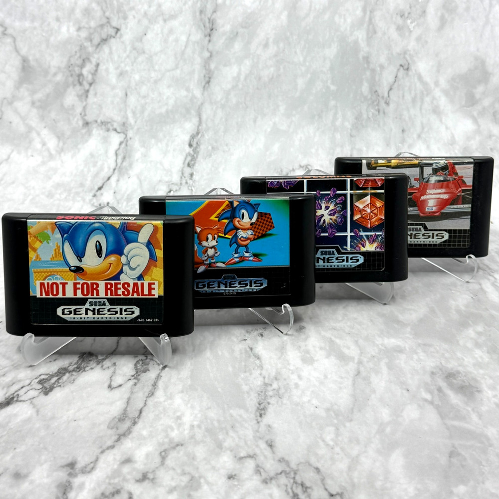 Sega Genesis Games Cartridges Bundle Sonic 1 & 2 Monaco GP Columns Lot of 4