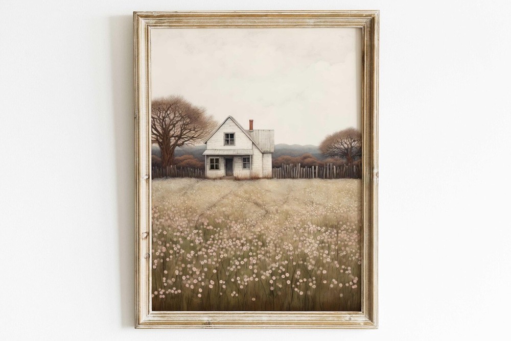 Country House Painting House Print Rural Wall Art Country Style Decor Rustic