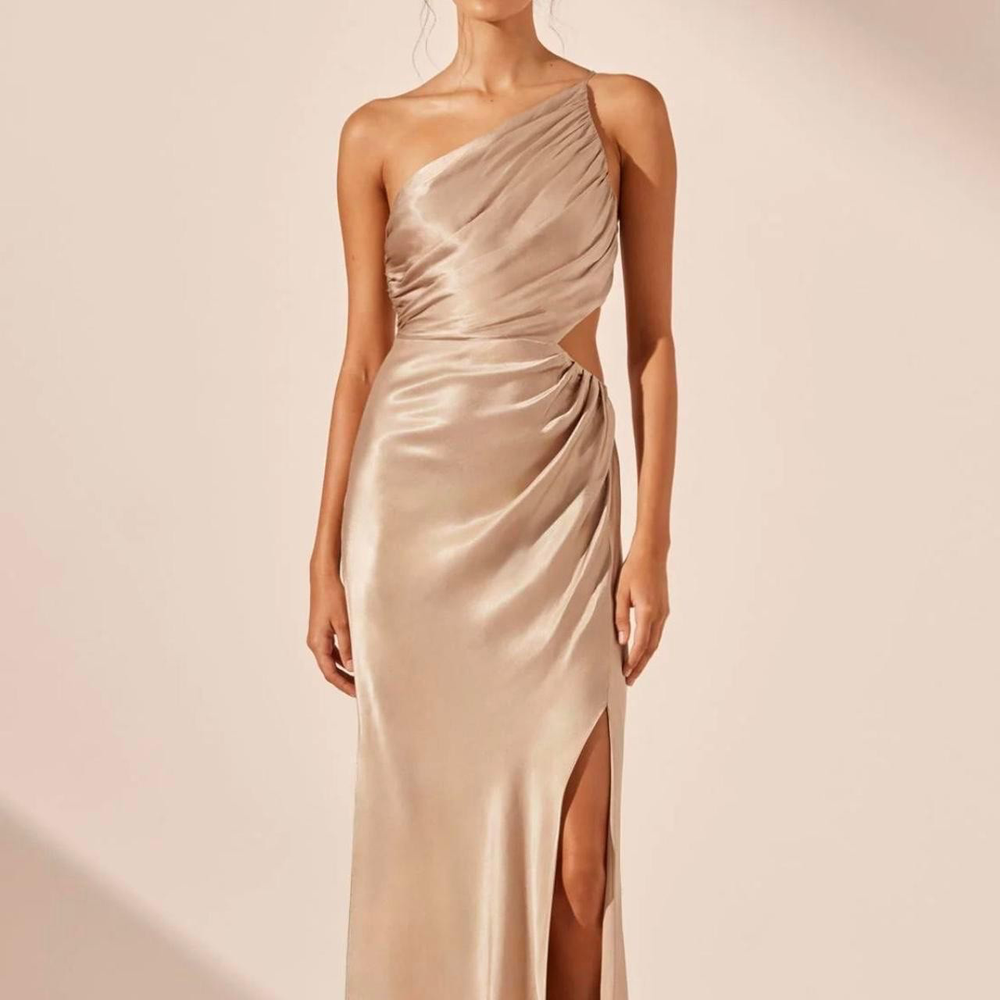 Shona Joy - La Lune Asymmetrical Gathered Maxi Dress Gold AUS 6 Size