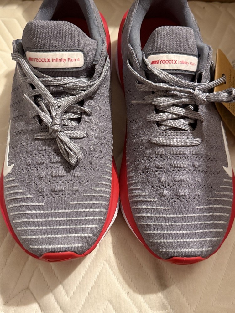Nike React X Infinity RN Fly Knit 4Cool Grey-University Red Men’s SZ 10 Sneakers