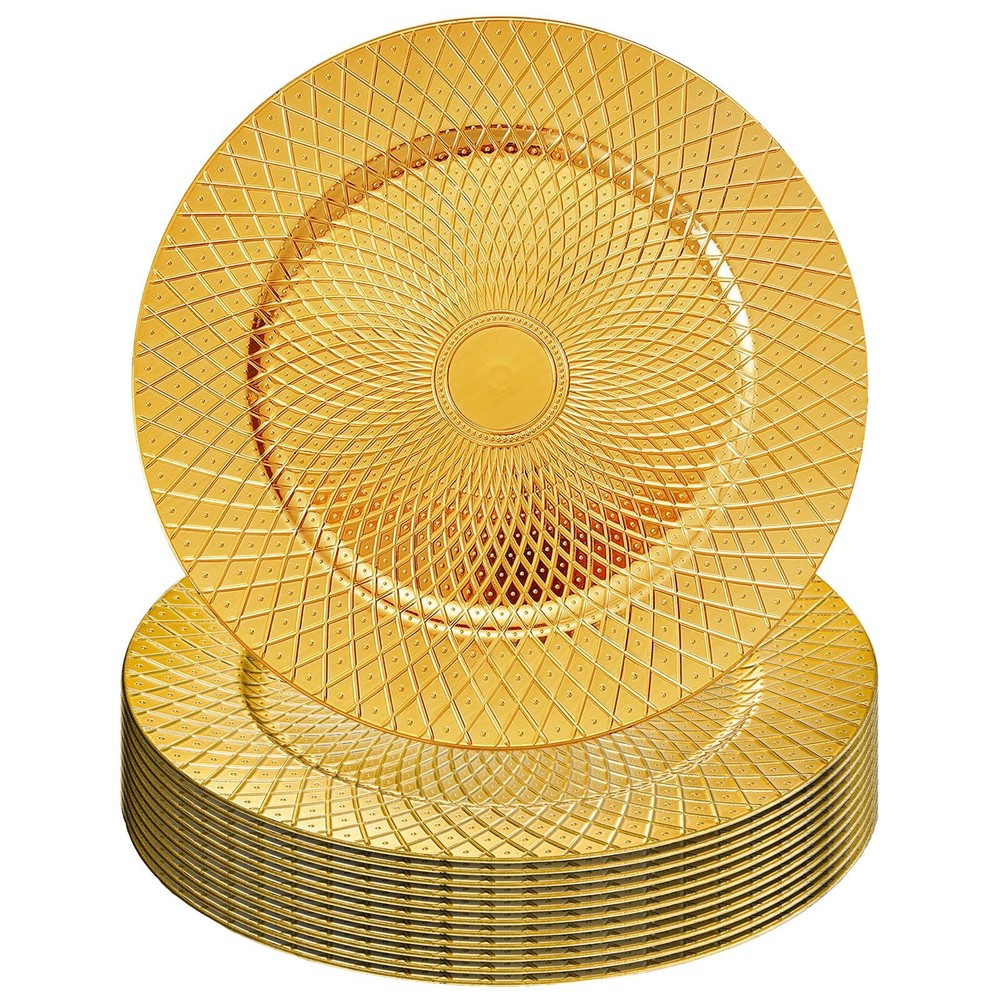 12 Pack Round Charger Plates, 13 Inch Decorative Gold Plastic Charger Dinner ...