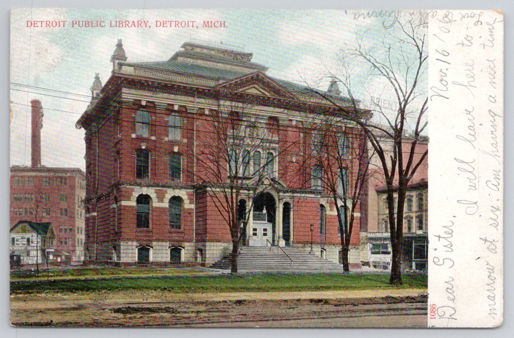 Detroit Public Library Postcard 1906 - A. C. Bosselman & Co. German Print