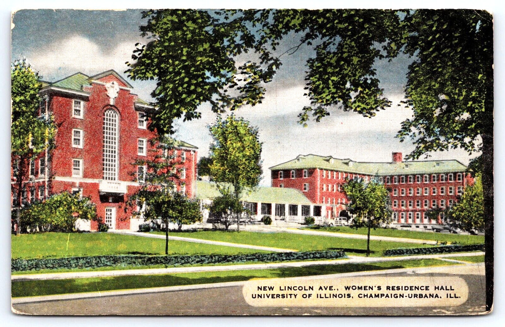 Champaign Urbana University Of Illinois Women's Residence Hall Vintage Postcard