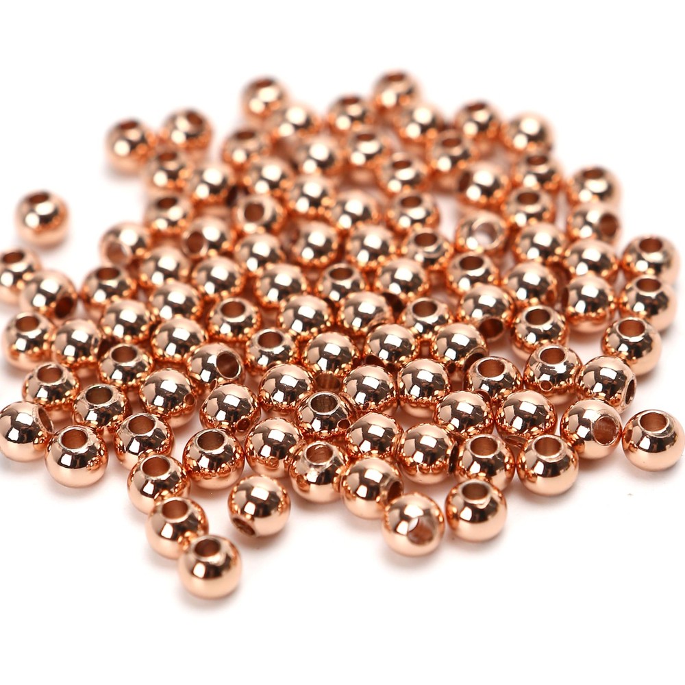 100Pcs/Lot 5Mm Solid Copper Spacer Ball Beads with Smooth Shiny Clear Coat Metal
