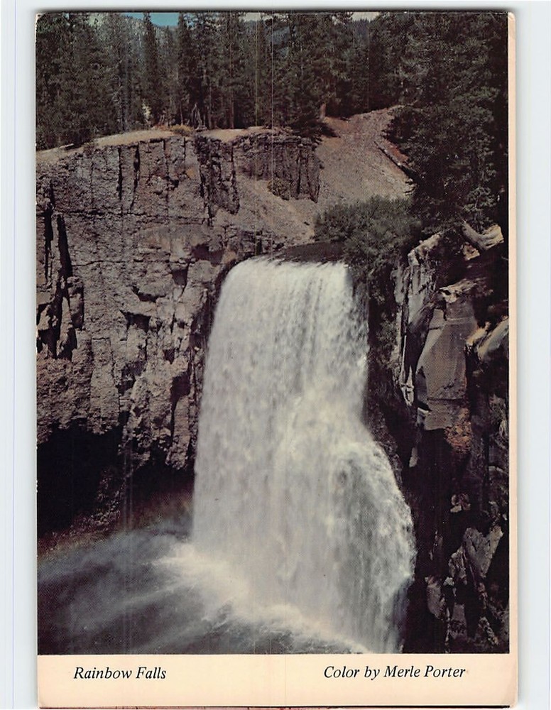 Postcard Rainbow Falls Devils Postpile National Monument California USA