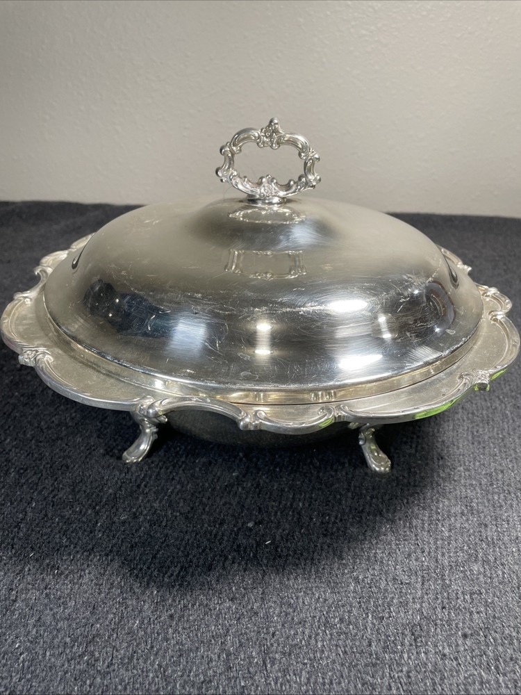 Reflections 1847 Rogers Bros Four Footed Serving Dish With Lid - Floral Accents
