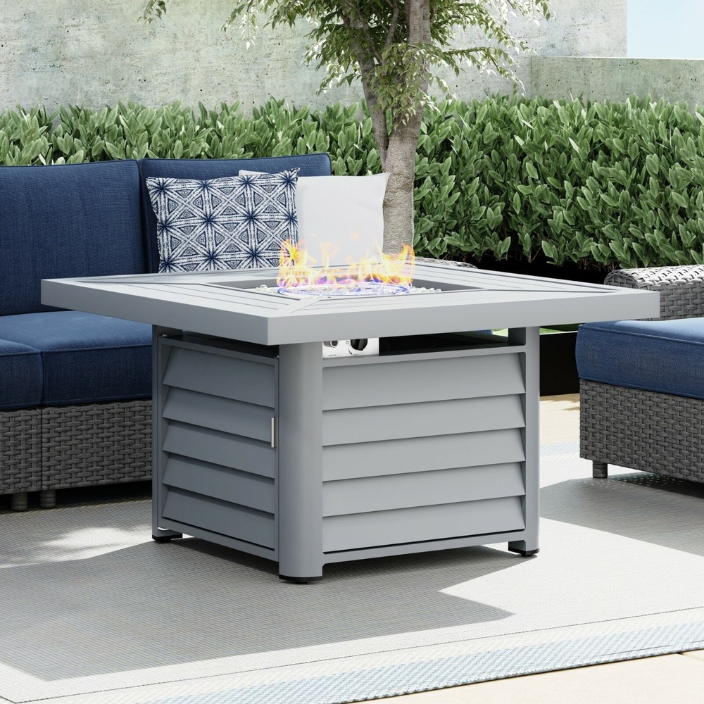 Corvus Abruzzo 42 Inch Square Aluminum Propane Fire Pit Table MSRP: $1164.99-image