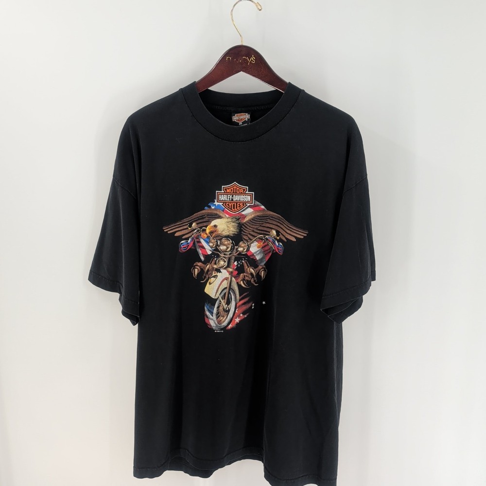 Vtg Harley Davidson Cotton Louisville Kentucky Graphic T-Shirt Black Size 2XL