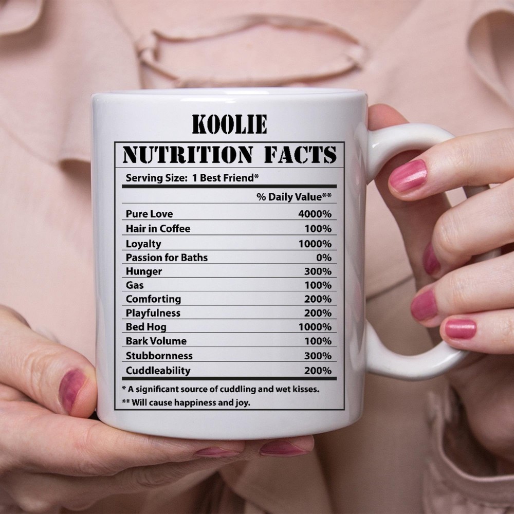 Funny Koolie Gifts Nutritional Facts White Coffee Mug