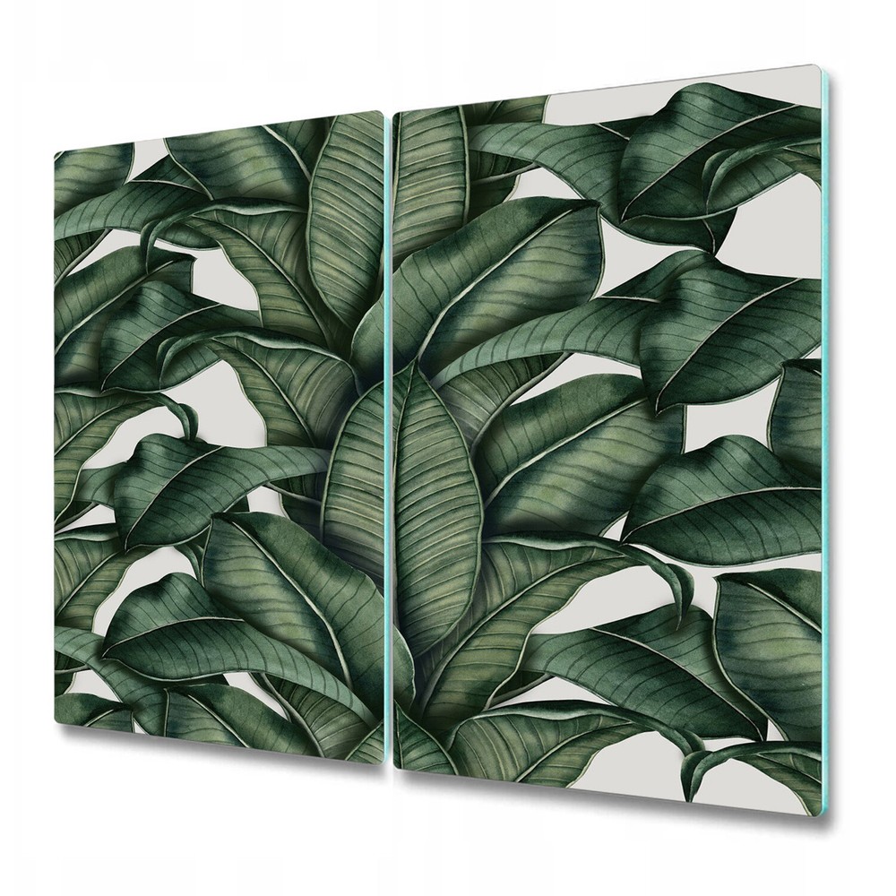 Glass Chopping Cutting Board Tropical Banana leaf leaves Nature Drawing 2x30x52