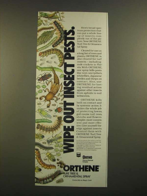1988 Ortho Orthene Spray Ad - Wipe Out Insect Pests