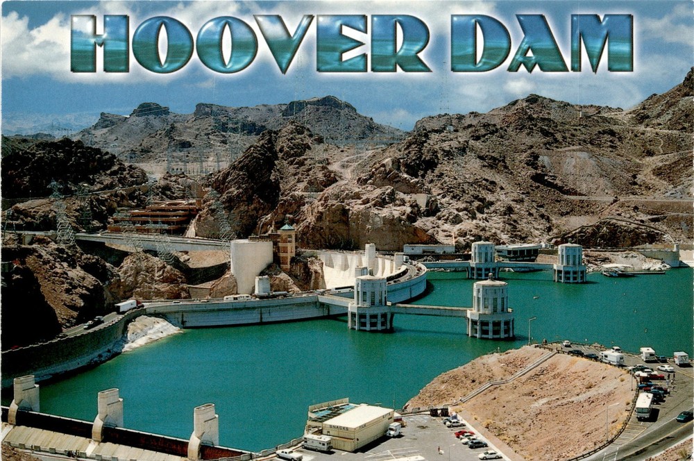 Hoover Dam, Arizona, Lake Mead, Colorado River, Arizona, Nevada, Postcard