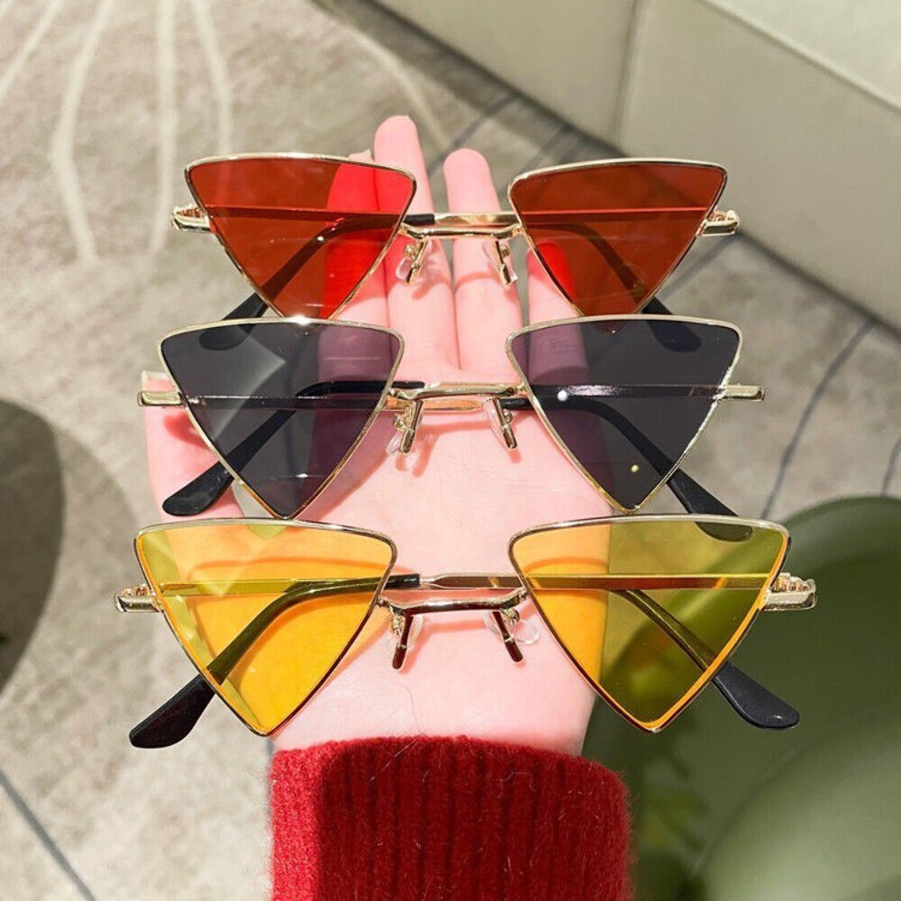 Retro Triangle Sunglasses: Small Frame, Funny, Decorative, Unisex Design, PC Len