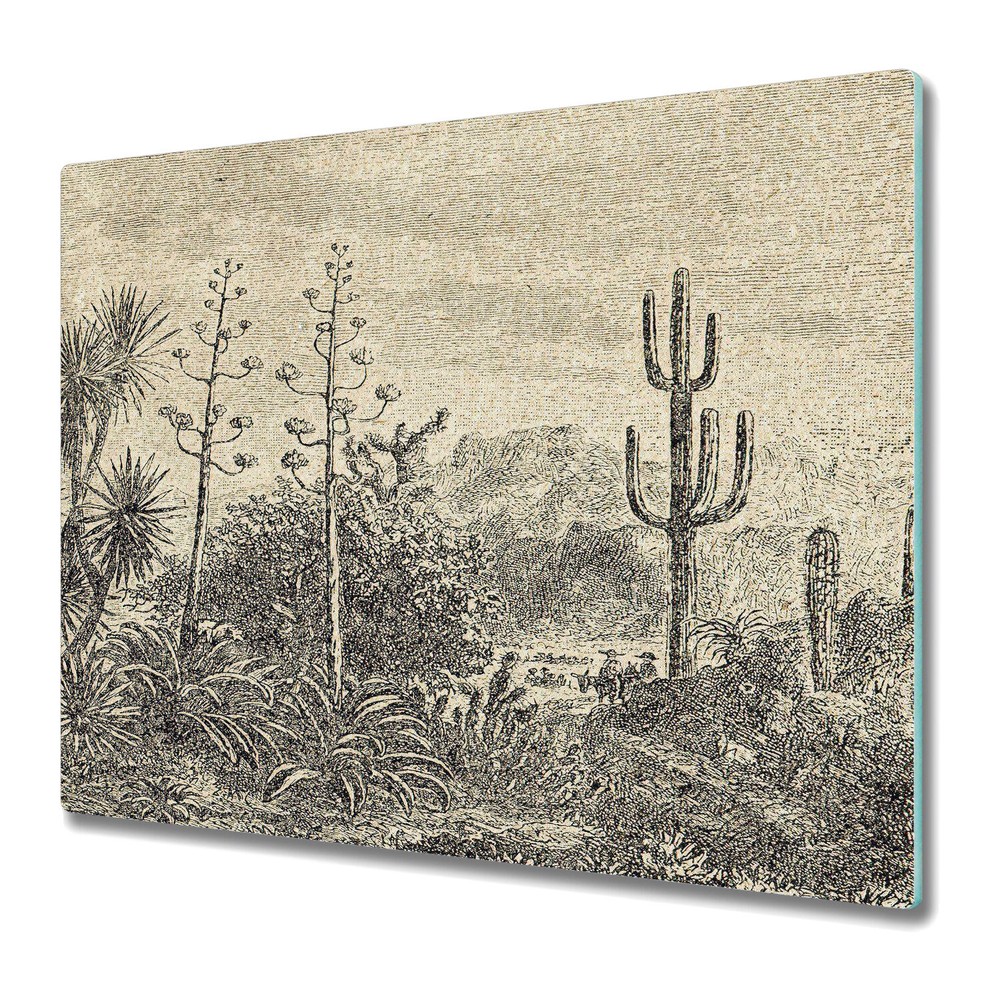 Glass Chopping Board Mexican sunny desert exotic botanical trendy nature 60x52