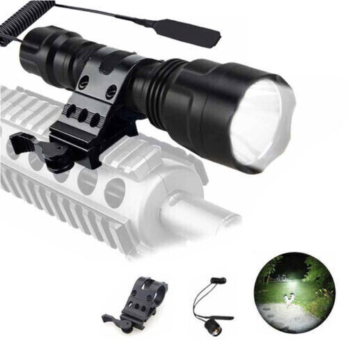 10000LM White Flashlight Predator Coyote Hog Hunting Torch LED QD Mount+Witch
