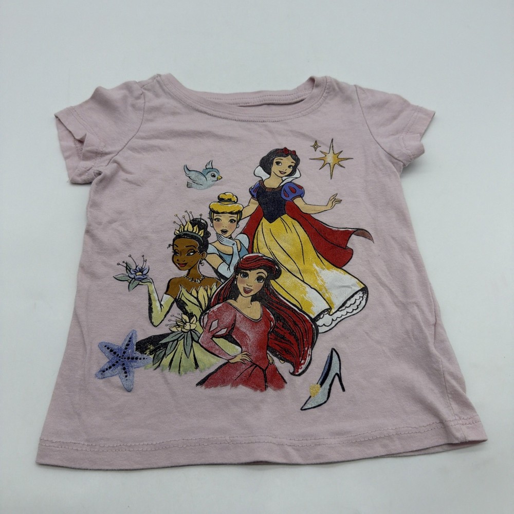 Disney Princess T-shirt Kids Girls Size 3T Pink Graphic Print Logo .#