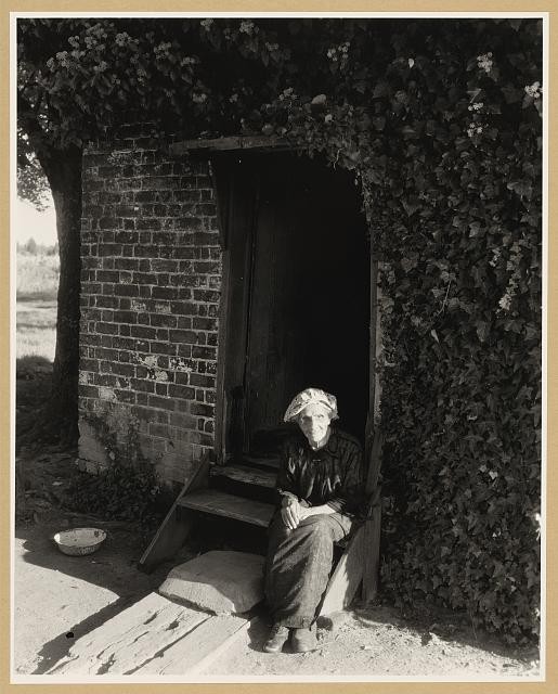King William County Virginia Mammy House 1935 Woman Doorway Brick Vine Covered