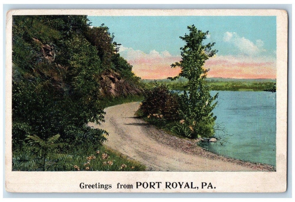 1924 Greetings From Port Royal Road Mountain River Lake Pennsylvania PA Postcard