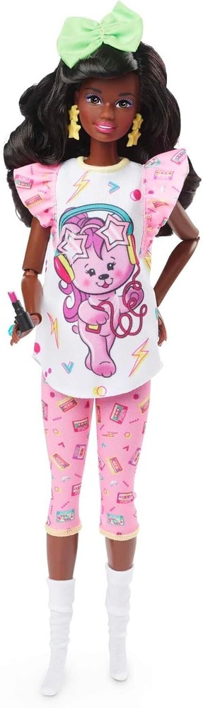 Barbie Rewind Doll with Curly Black Hair & 1980s-inspired Slumber Party Outfit
