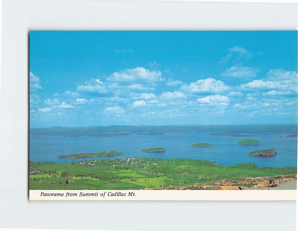 Postcard Panorama From Summit of Cadillac Mt Acadia National Park Maine