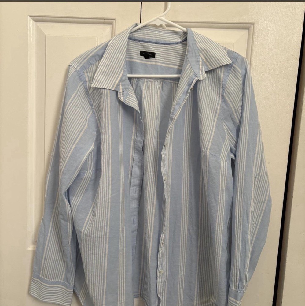 Talbots Women's Long Sleeve Shirt Blouse, Size Large, Striped, Button-Up