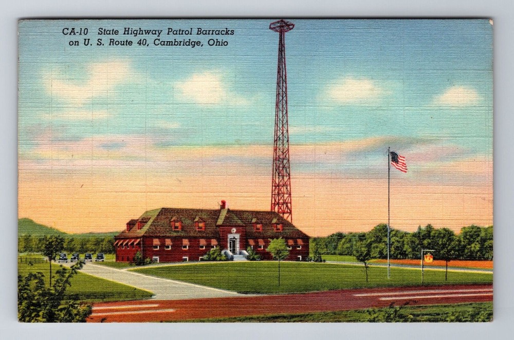 Cambridge OH-Ohio, State Highway Patrol Barracks, Antique Vintage Postcard
