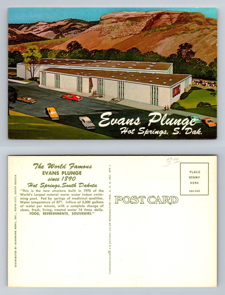 Hot Springs, SD-South Dakota, Evans Plunge Mineral Springs Vintage Postcard