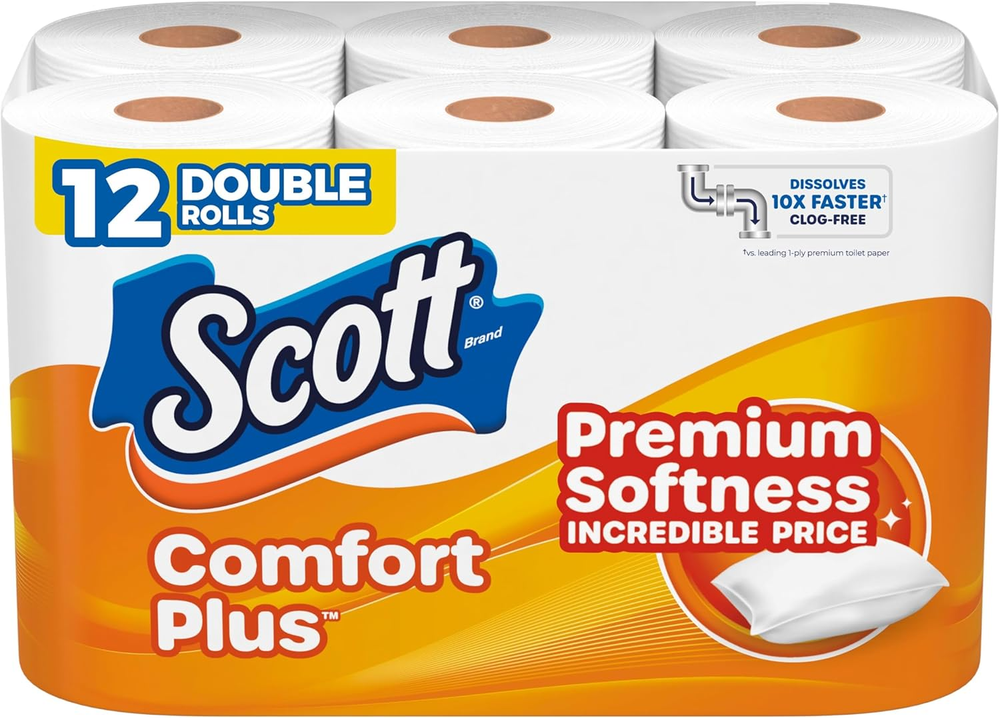 Scott ComfortPlus Septic-Safe Toilet Paper 12 Double Rolls 231 Sheets