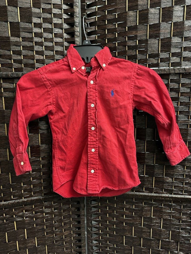 Polo Ralph Lauren, Boys' Red Shirt Size 4 Long Sleeve Casual