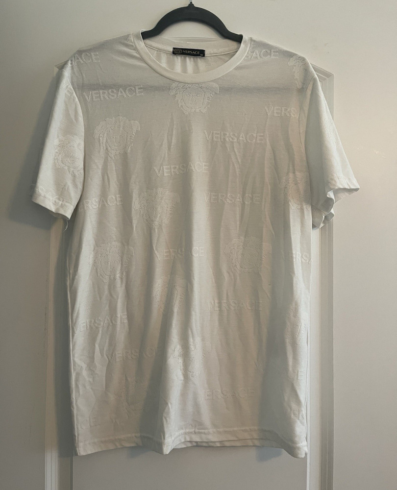 Versace Men’s White Medusa Logo Crew Neck Short Sleeve T-Shirt Size M