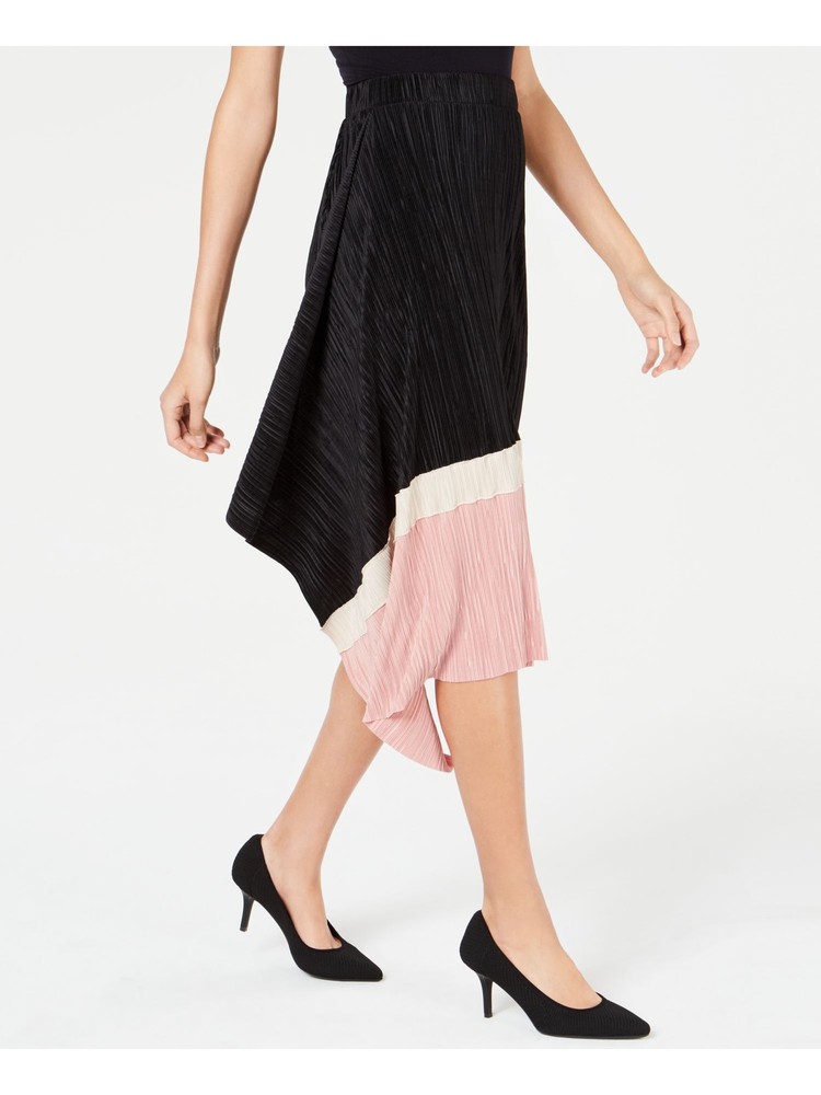 Alfani Womens Black Colorblocked Asymmetrical Skirt Size Large L