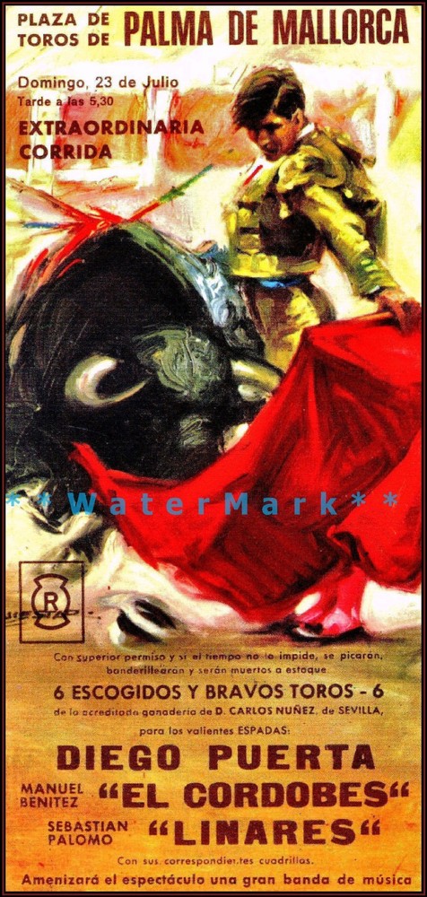 Plaza De Toros Spain Diego Puerta El Cordobés Bullfighting Vintage Poster Print