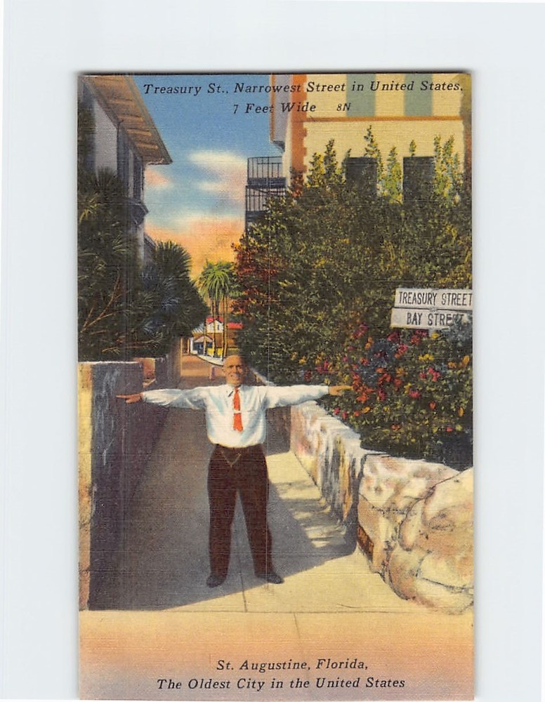 Postcard Treasury Street St. Augustine Florida USA