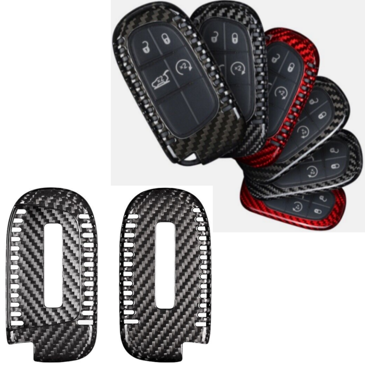 New Carbon Fiber Car Key Fob Case Cover For Jeep Cherokee Dodge Chrysler 300 200