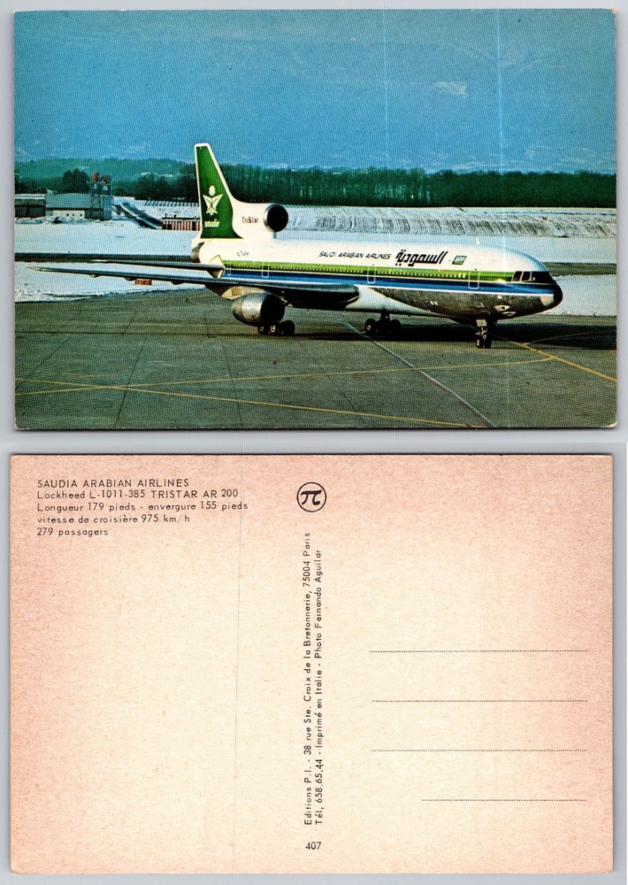 Saudi Arabian Airlines Lockheed L-1011 TriStar Jet Plane Postcard