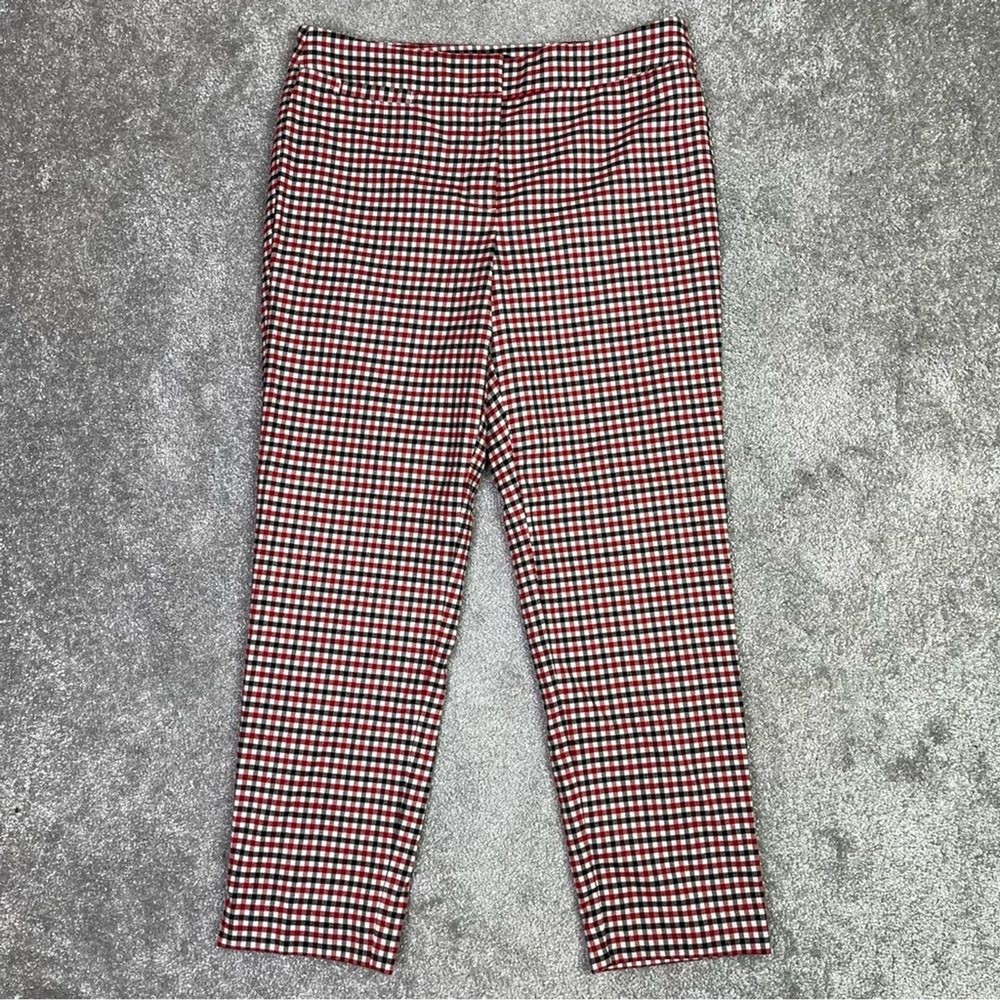 Talbots Hampshire Pants Women's 6 Petite Black Red Plaid Skinny High Rise Lined