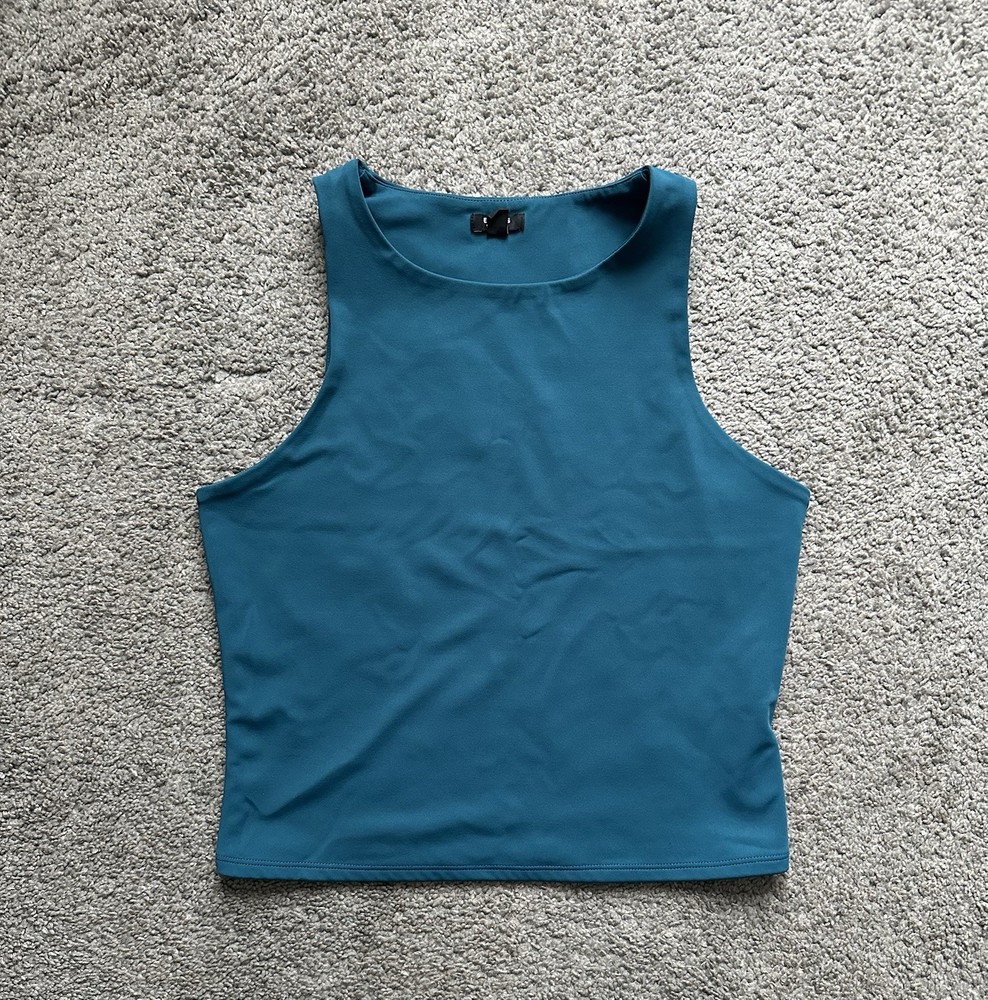 Express Teal Sleeveless Knit Tank Top M Polyester Spandex Crew Neck Casual