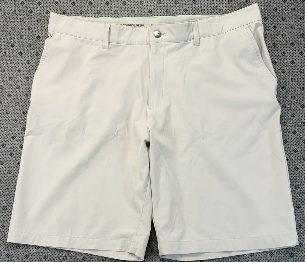 Adidas Size 38 Mens Gray Pockets Button Activewear Bermuda Sports Shorts
