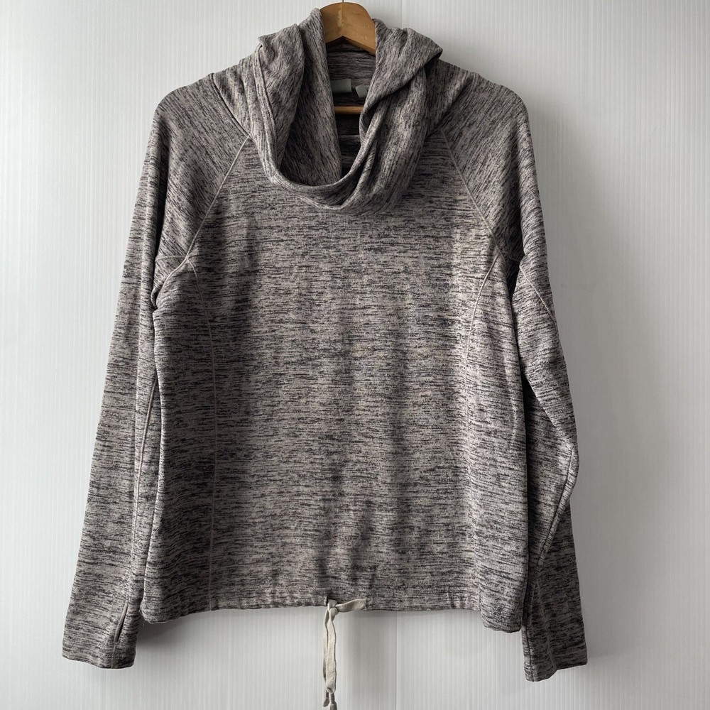 Athleta Women’s Blissful Cowl neck Hoodie Drawstring Waist Heather Grey Size S