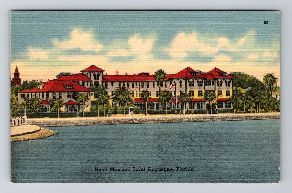 St Augustine FL-Florida, Hotel Monson, Matanzas Bay, Advert, Vintage Postcard