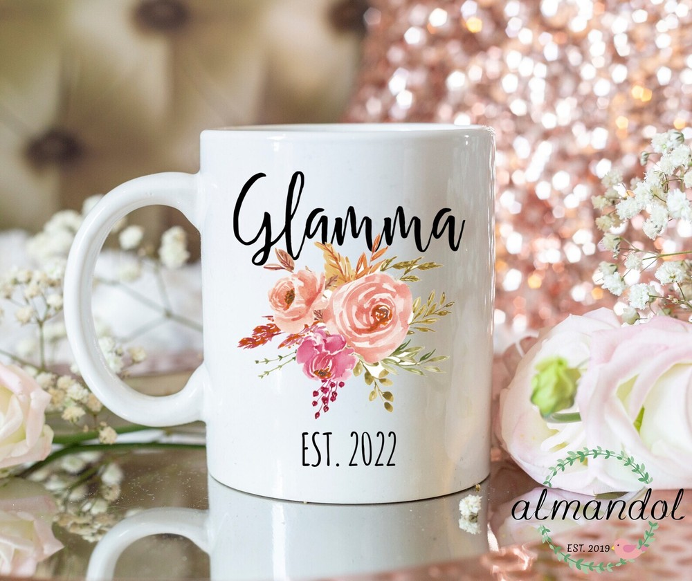 Glamma Est. 2022 Baby Announcement Coffee Mug for Grandma Pregnancy Gift  