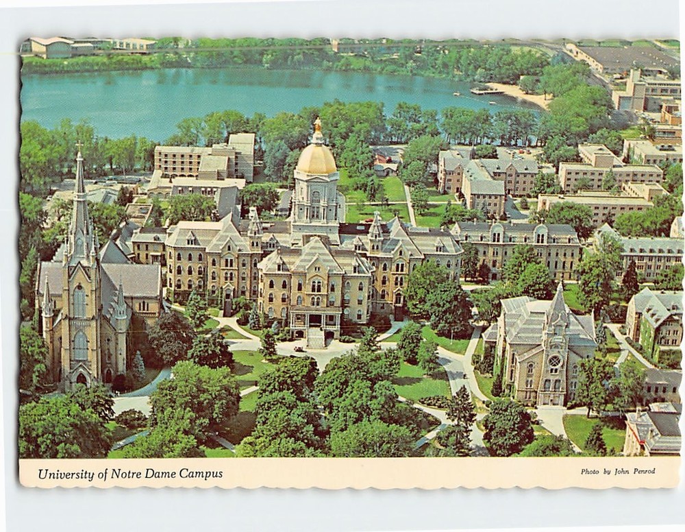 Postcard Aerial View University of Notre Dame Indiana USA